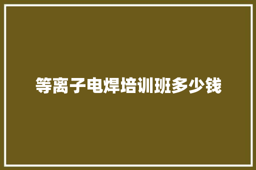 等离子电焊培训班多少钱