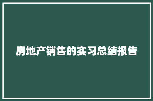 房地产销售的实习总结报告 写作技巧