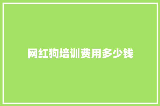 网红狗培训费用多少钱