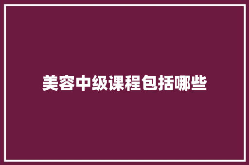 美容中级课程包括哪些