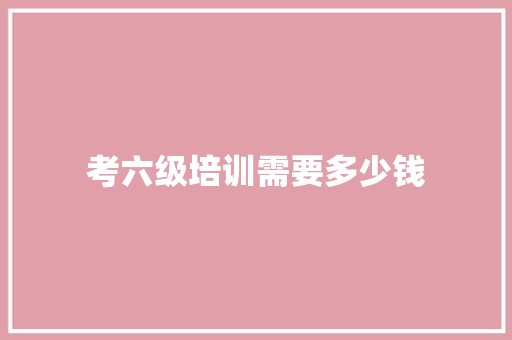 考六级培训需要多少钱