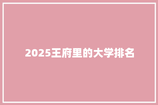 2025王府里的大学排名