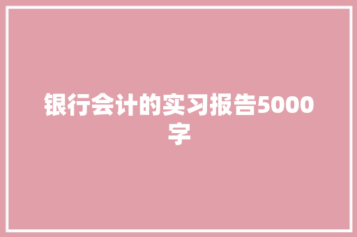 银行会计的实习报告5000字 报告写作