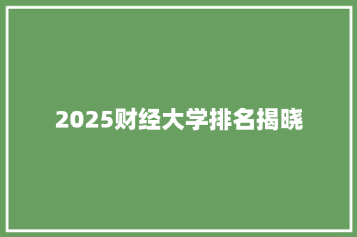 2025财经大学排名揭晓 写作素材