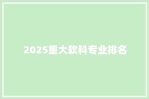 2025重大软科专业排名