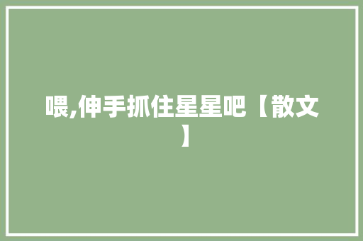 喂,伸手抓住星星吧【散文】