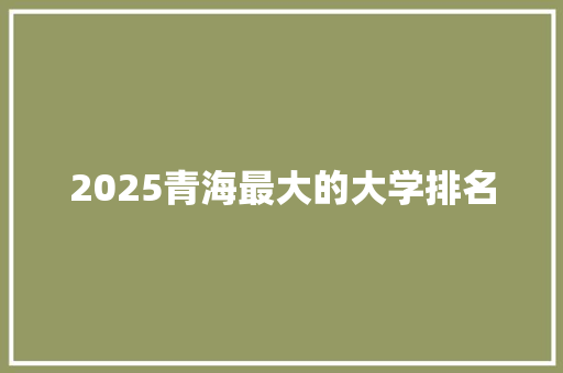2025青海最大的大学排名 写作技巧