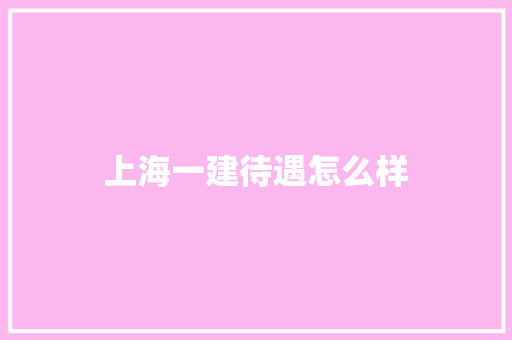 上海一建待遇怎么样