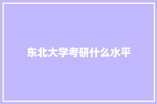 东北大学考研什么水平