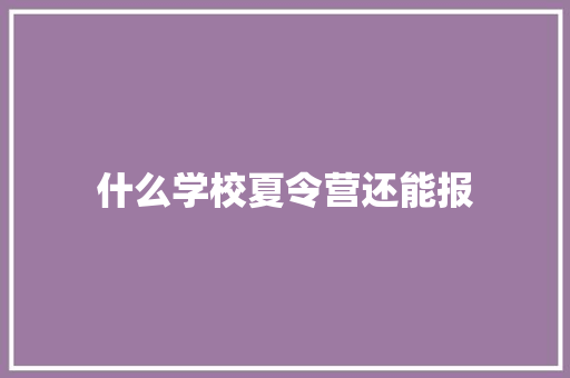 什么学校夏令营还能报