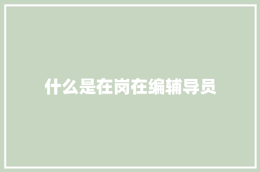 什么是在岗在编辅导员