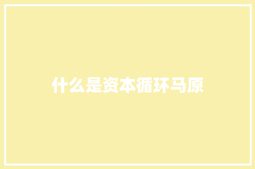 什么是资本循环马原