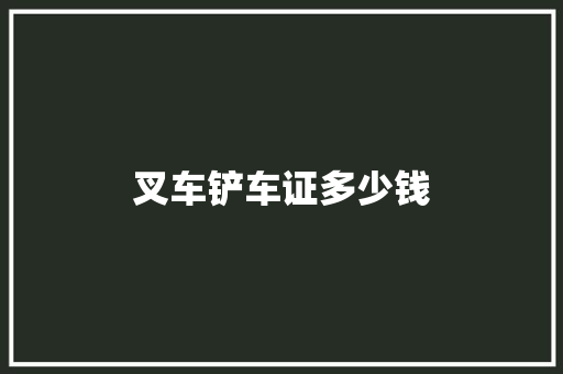 叉车铲车证多少钱
