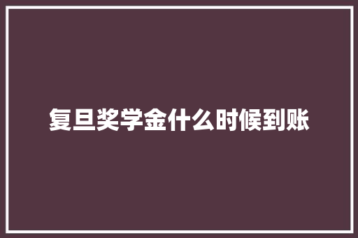复旦奖学金什么时候到账
