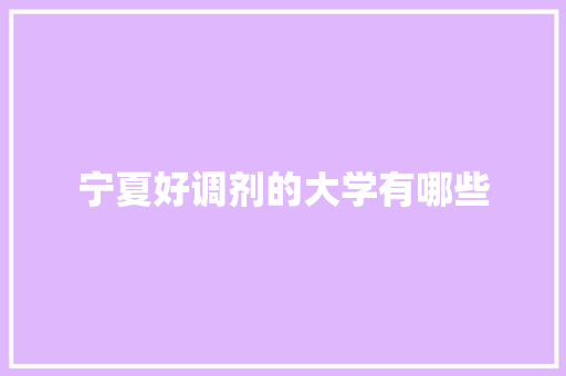 宁夏好调剂的大学有哪些