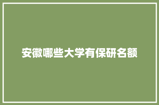 安徽哪些大学有保研名额