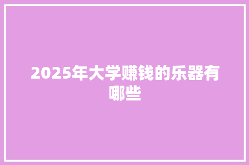 2025年大学赚钱的乐器有哪些