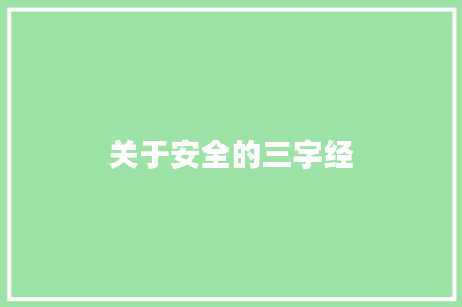 关于安全的三字经 报告写作
