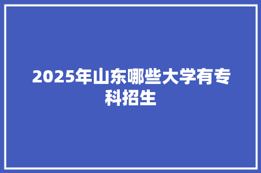 2025年山东哪些大学有专科招生 商业文案