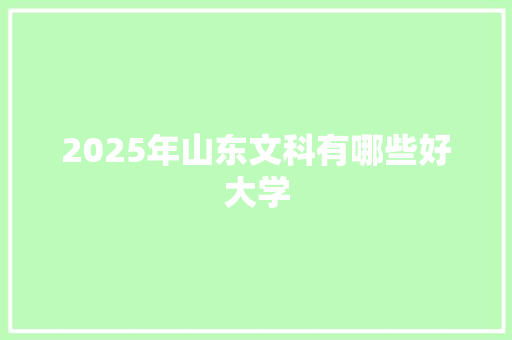 2025年山东文科有哪些好大学