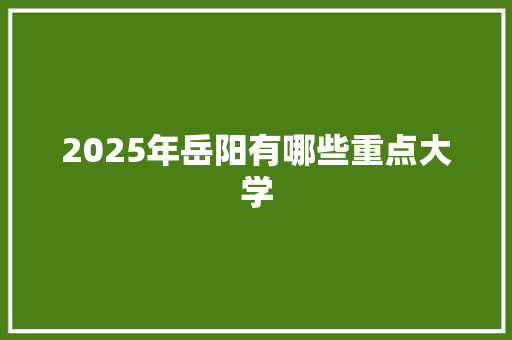 2025年岳阳有哪些重点大学 写作社区