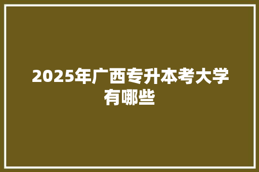 2025年广西专升本考大学有哪些