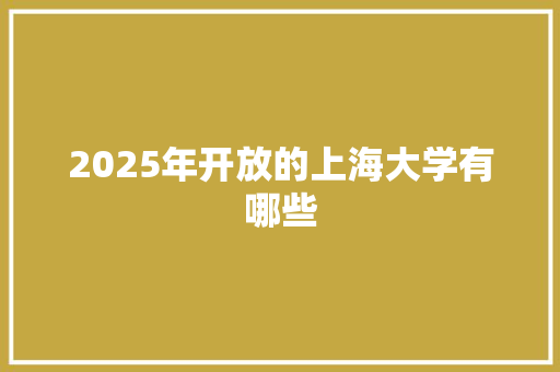 2025年开放的上海大学有哪些 报告写作
