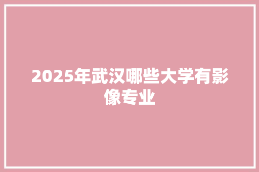 2025年武汉哪些大学有影像专业