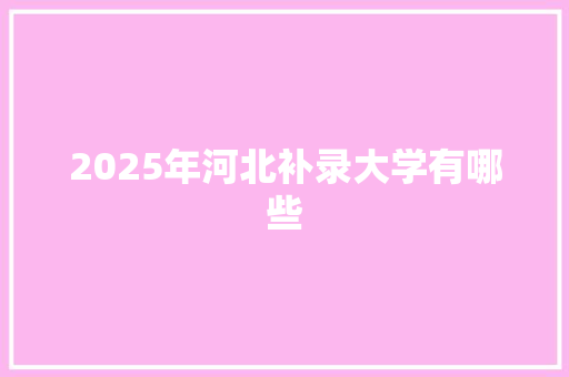 2025年河北补录大学有哪些 报告写作