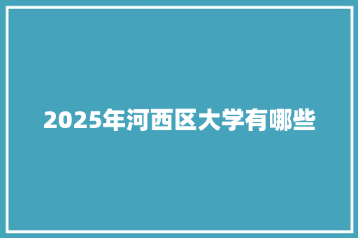 2025年河西区大学有哪些