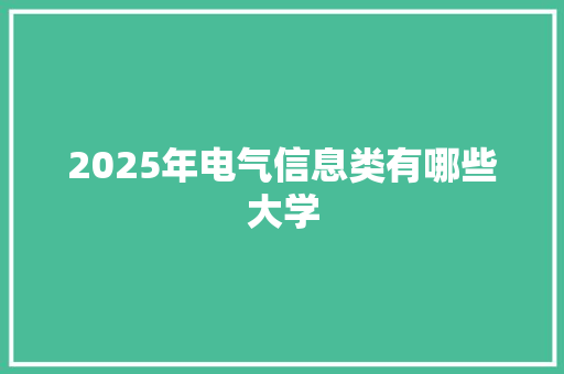 2025年电气信息类有哪些大学