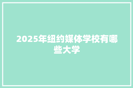 2025年纽约媒体学校有哪些大学 范文赏析