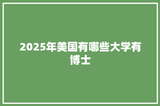2025年美国有哪些大学有博士 诗歌创作