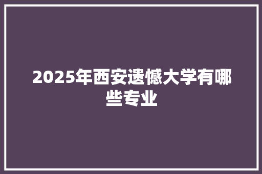 2025年西安遗憾大学有哪些专业 写作技巧