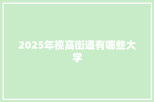 2025年视高街道有哪些大学
