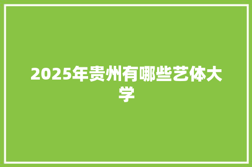 2025年贵州有哪些艺体大学 报告写作