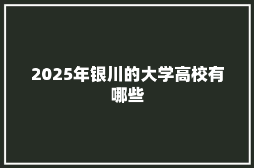2025年银川的大学高校有哪些