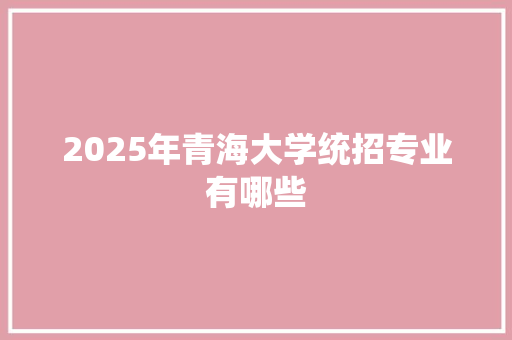 2025年青海大学统招专业有哪些 报告写作