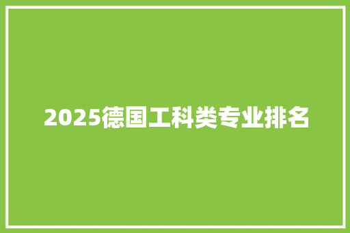 2025德国工科类专业排名