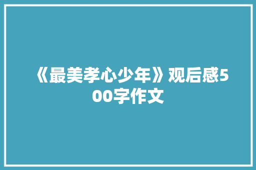 《最美孝心少年》观后感500字作文