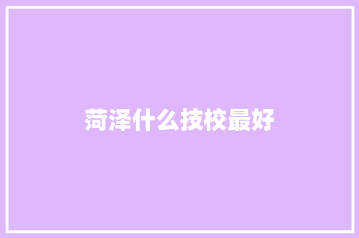 菏泽什么技校最好