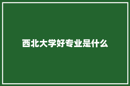 西北大学好专业是什么