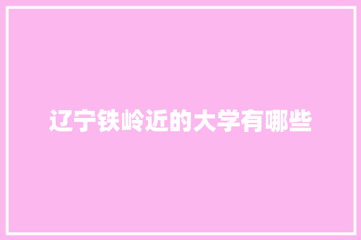 辽宁铁岭近的大学有哪些