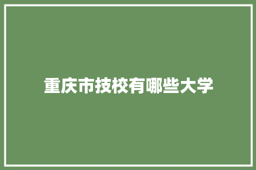 重庆市技校有哪些大学