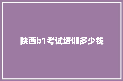 陕西b1考试培训多少钱