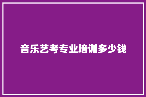 音乐艺考专业培训多少钱