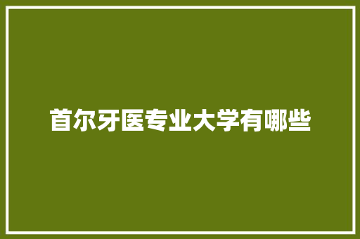 首尔牙医专业大学有哪些