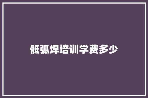 骶弧焊培训学费多少