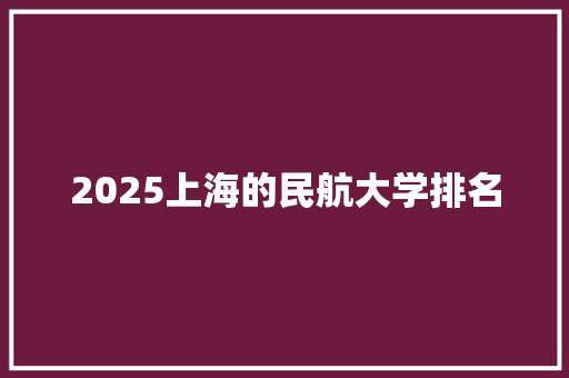 2025上海的民航大学排名