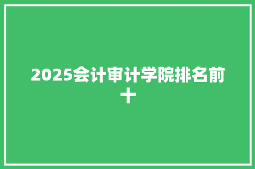 2025会计审计学院排名前十